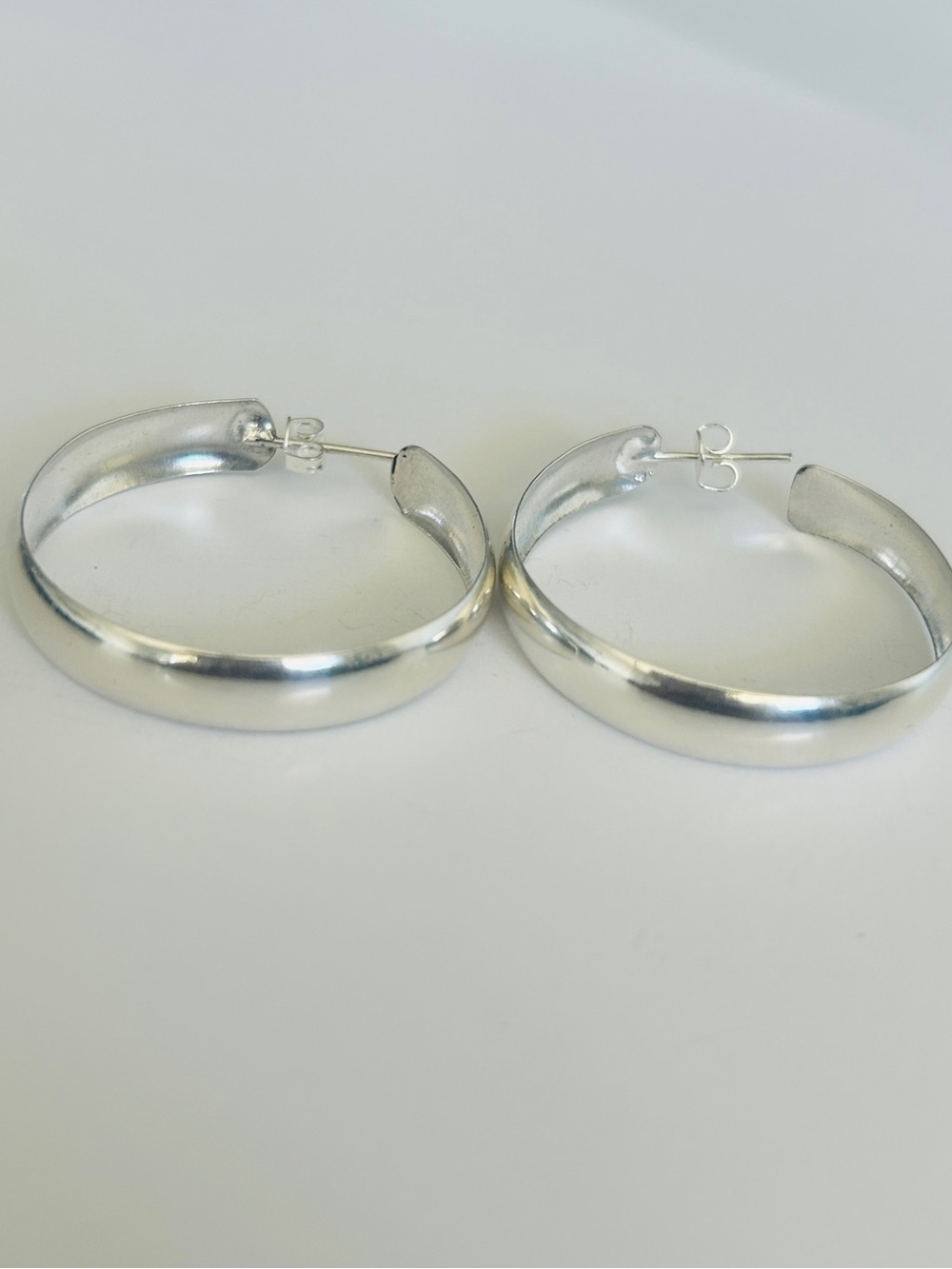 New 925 Sterling Silver Taxco Chunky Hoop Earrings 3.5 cm – Mexican Silver -New